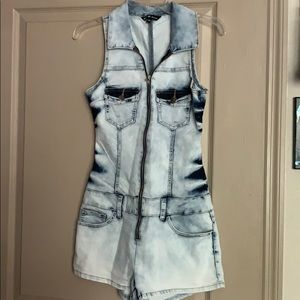 Acid Wash Denim Romper